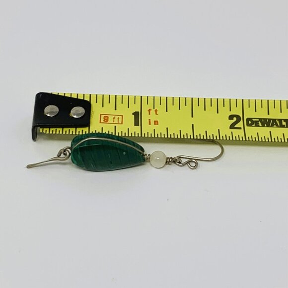 Malachite Drop Earrings with Shell Beads - Picture 10 of 11